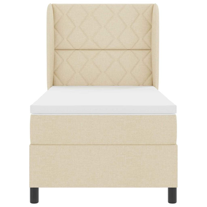 vidaXL Boxrugós ágy matracmal fejtámlával Krém 100 x 200 cm szövet