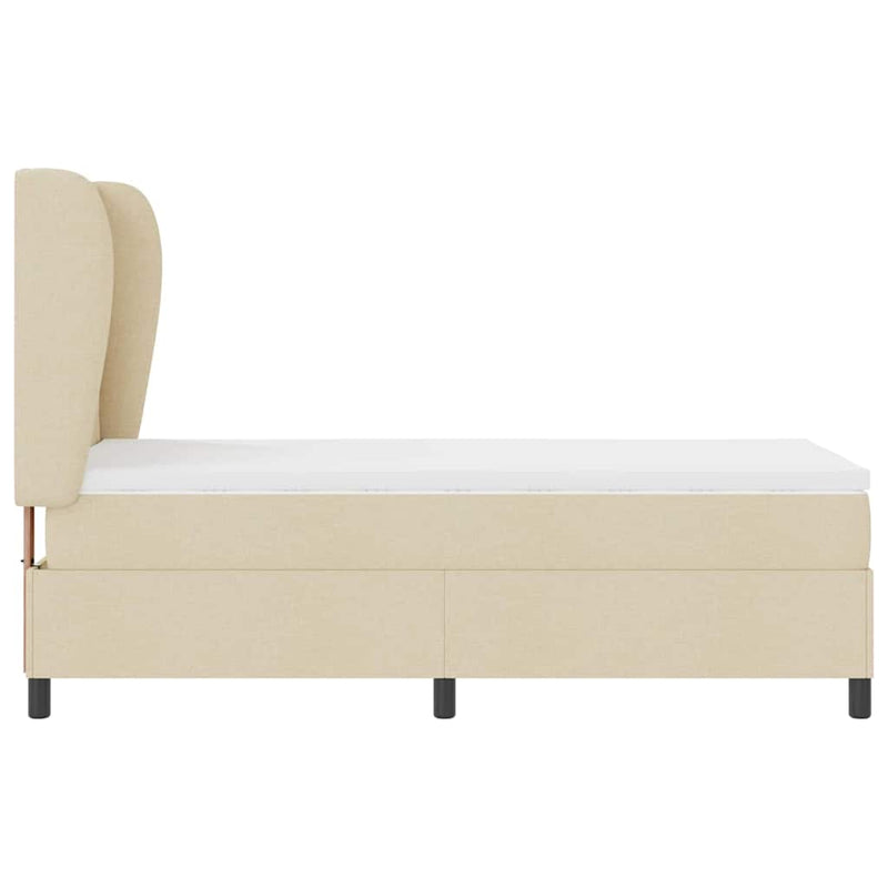 vidaXL Boxrugós ágy matracmal fejtámlával Krém 100 x 200 cm szövet