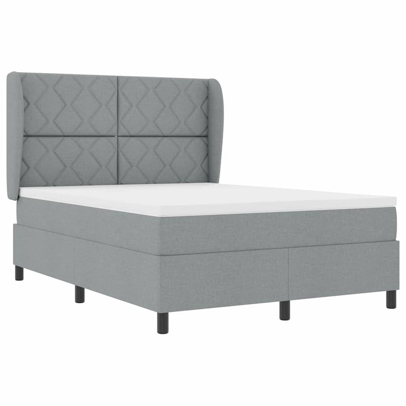 vidaXL Boxrugós ágy matracmal Világosszürke 140 x 190 cm szövet