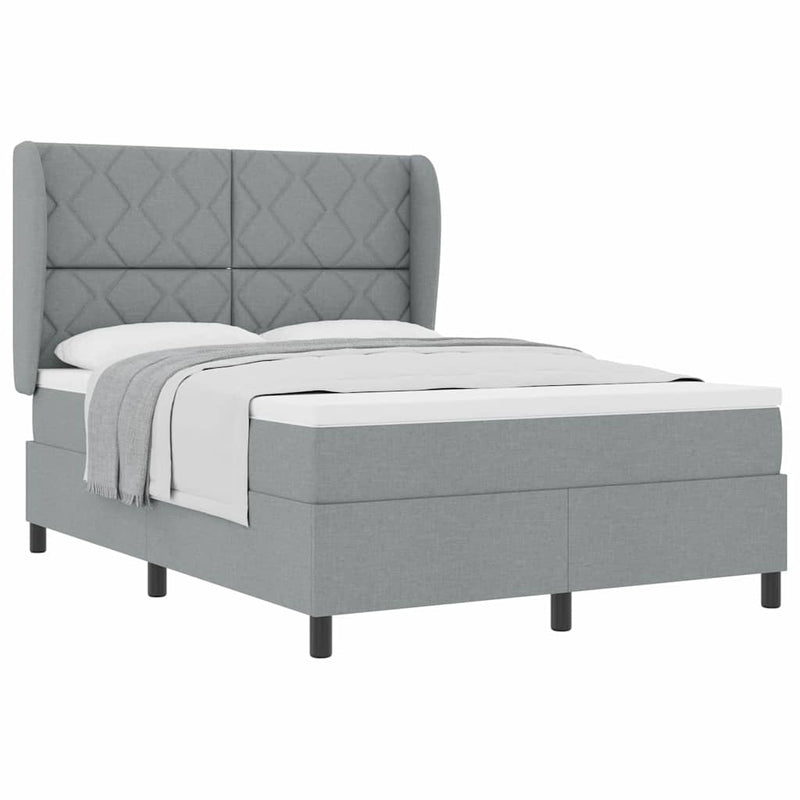 vidaXL Boxrugós ágy matracmal Világosszürke 140 x 190 cm szövet