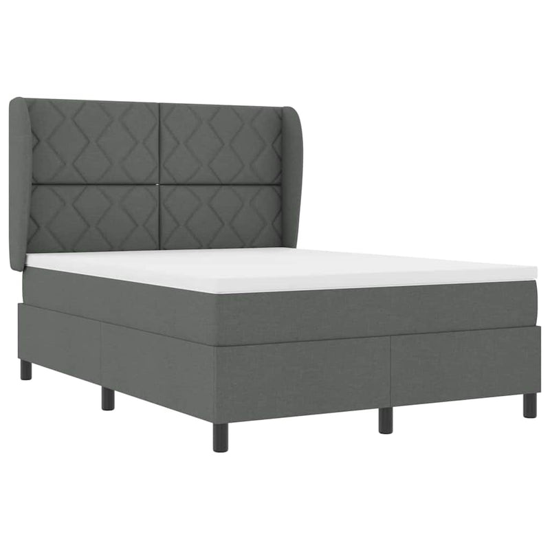vidaXL Boxrugós ágy matracmal Sötétszürke 140 x 190 cm szövet