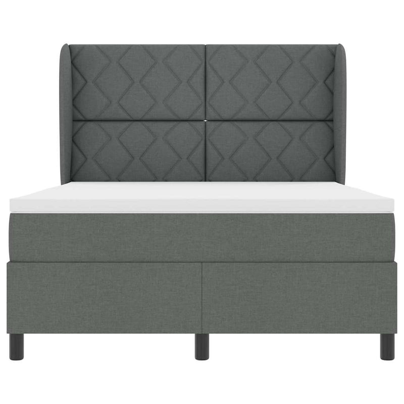 vidaXL Boxrugós ágy matracmal Sötétszürke 140 x 190 cm szövet