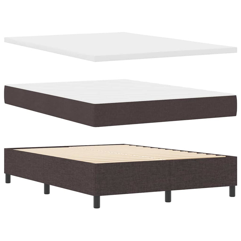 vidaXL Boxrugós ágy matracmal sötétbarna 140 x 190 cm szövet