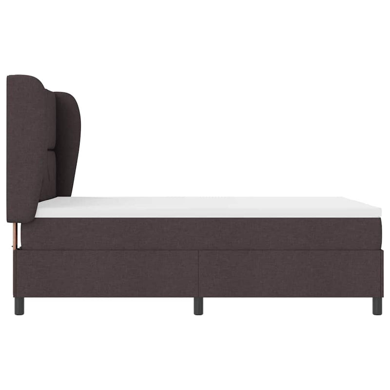 vidaXL Boxrugós ágy matracmal sötétbarna 140 x 190 cm szövet