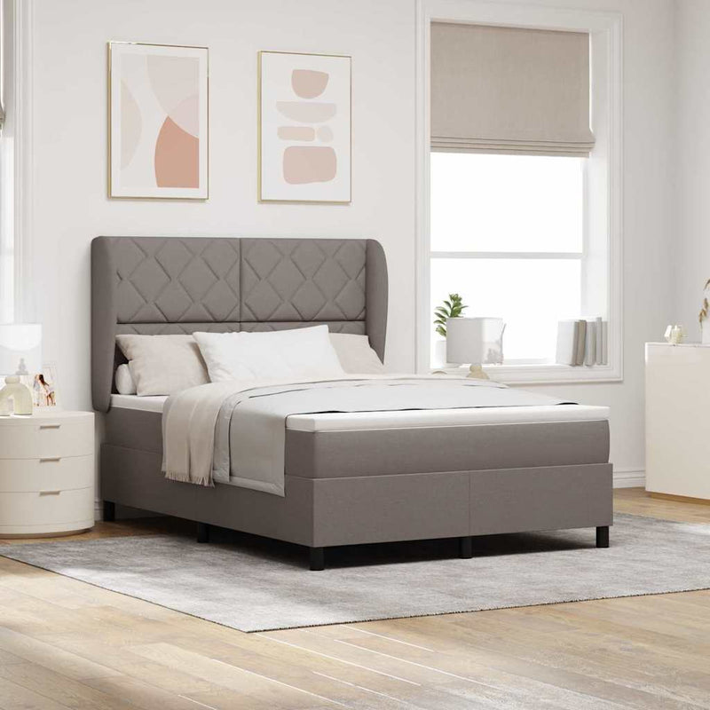 vidaXL Boxrugós ágy matracmal fejtámlával Tópszínű 140 x 190 cm szövet
