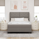 vidaXL Boxrugós ágy fejtámlával Tópszínű 140 x 190 cm szövet