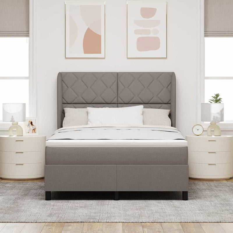 vidaXL Boxrugós ágy matracmal fejtámlával Tópszínű 140 x 190 cm szövet