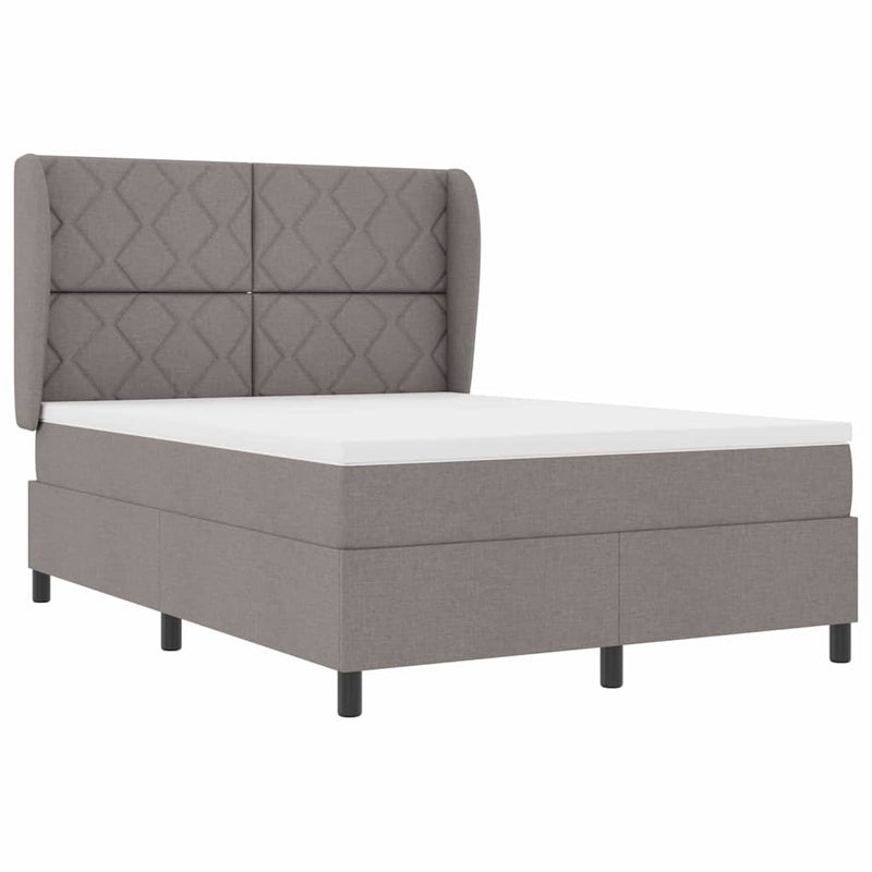 vidaXL Boxrugós ágy matracmal fejtámlával Tópszínű 140 x 190 cm szövet