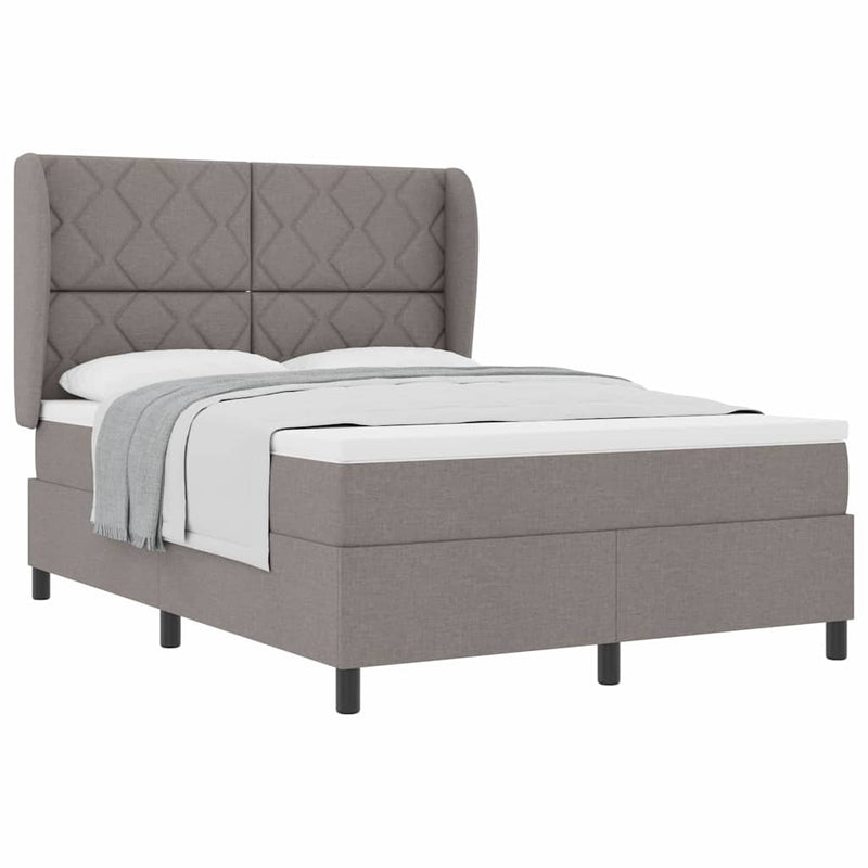 vidaXL Boxrugós ágy matracmal fejtámlával Tópszínű 140 x 190 cm szövet