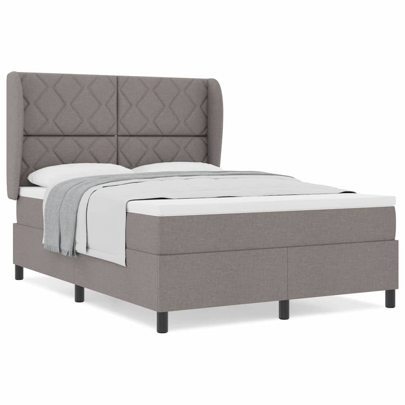 vidaXL Boxrugós ágy matracmal fejtámlával Tópszínű 140 x 190 cm szövet