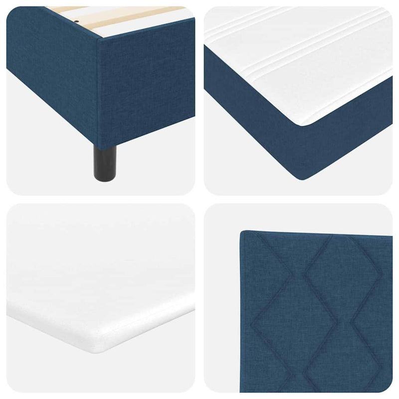 vidaXL Boxrugós ágy matracmal fejtámlával Kék 140 x 190 cm szövet