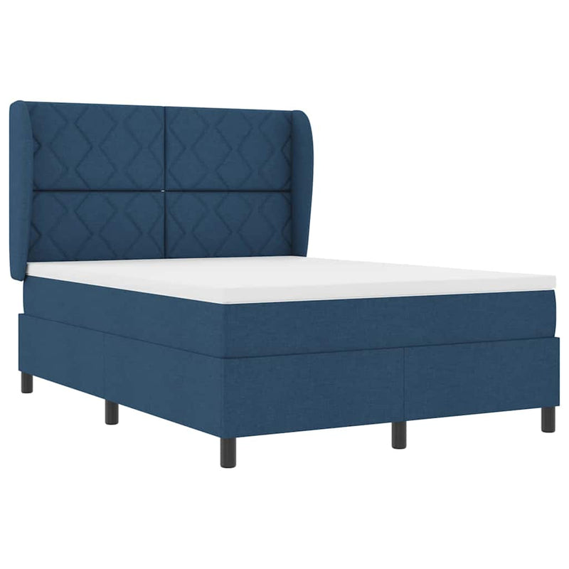 vidaXL Boxrugós ágy matracmal fejtámlával Kék 140 x 190 cm szövet