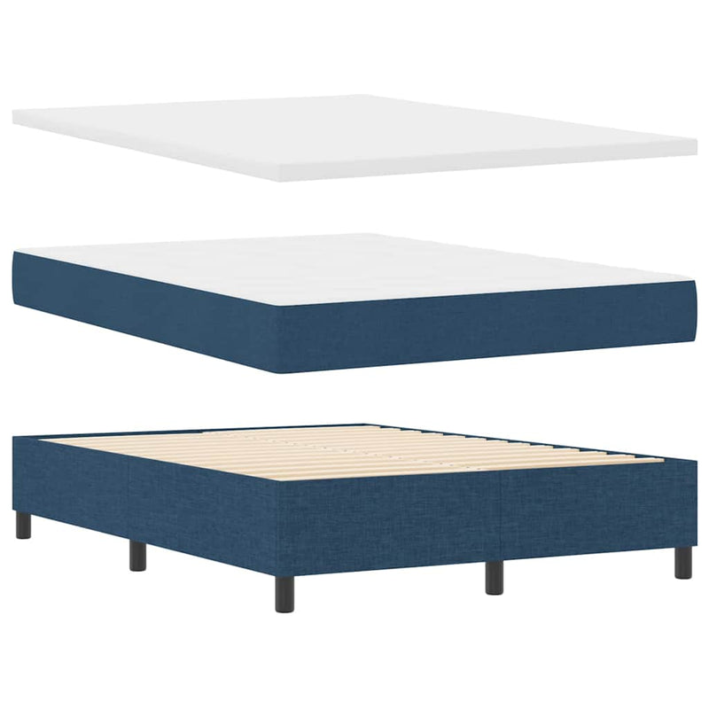 vidaXL Boxrugós ágy matracmal fejtámlával Kék 140 x 190 cm szövet