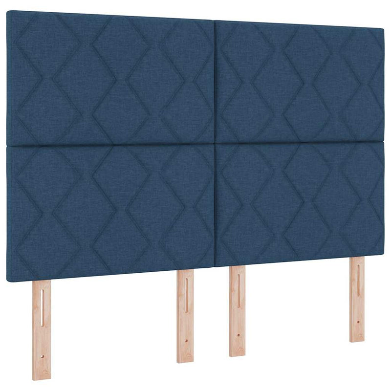 vidaXL Boxrugós ágy matracmal fejtámlával Kék 140 x 190 cm szövet