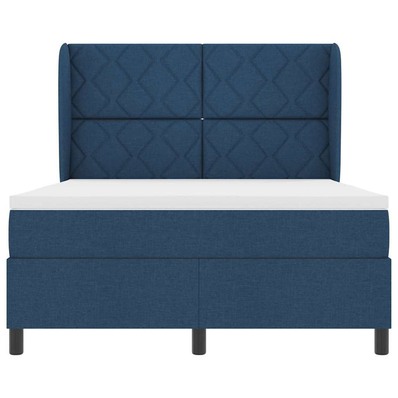vidaXL Boxrugós ágy matracmal fejtámlával Kék 140 x 190 cm szövet