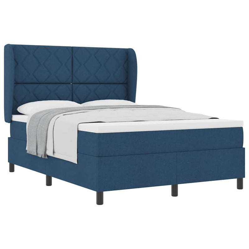 vidaXL Boxrugós ágy matracmal fejtámlával Kék 140 x 190 cm szövet