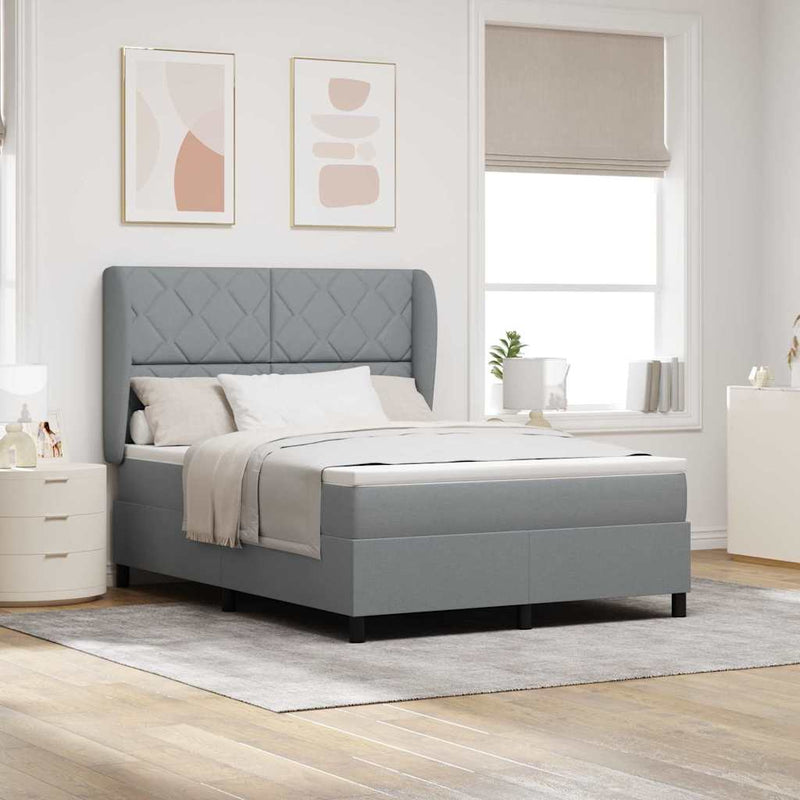 vidaXL Boxrugós ágy matracmal Világosszürke 140 x 200 cm szövet
