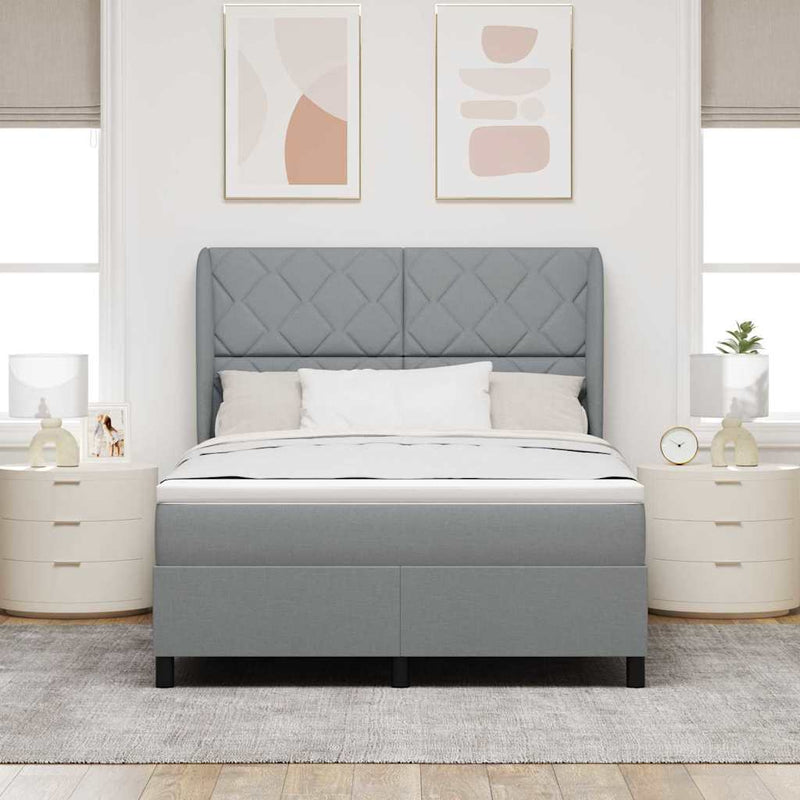 vidaXL Boxrugós ágy matracmal Világosszürke 140 x 200 cm szövet