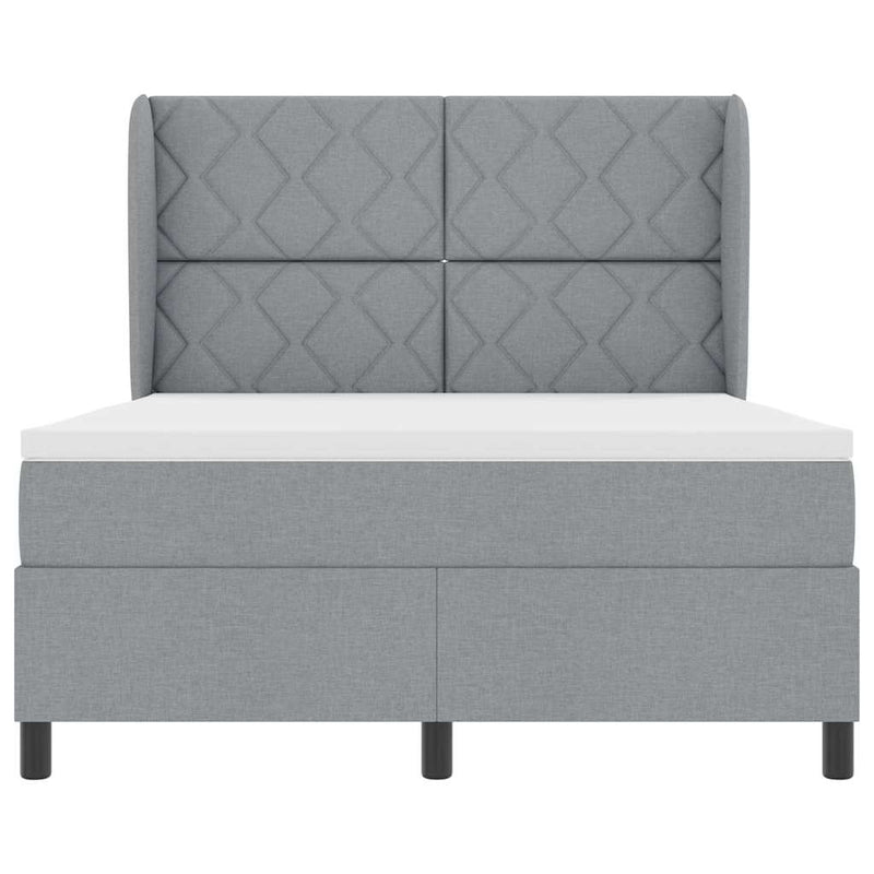 vidaXL Boxrugós ágy matracmal Világosszürke 140 x 200 cm szövet