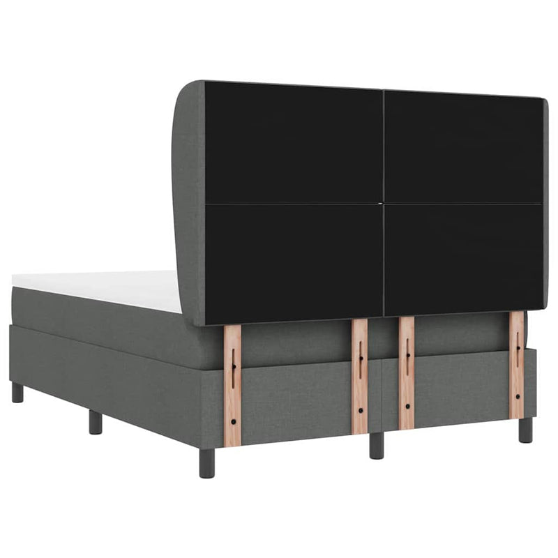 vidaXL Boxrugós ágy matracmal Sötétszürke 140 x 200 cm szövet