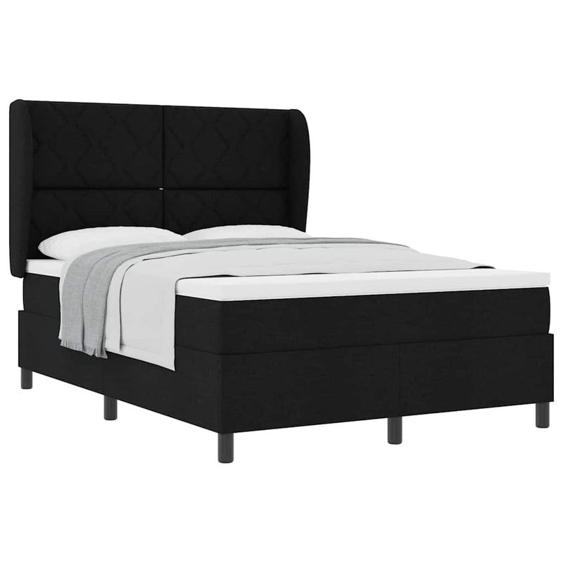 vidaXL Boxrugós ágy matracmal fejtámlával Fekete 140 x 200 cm szövet