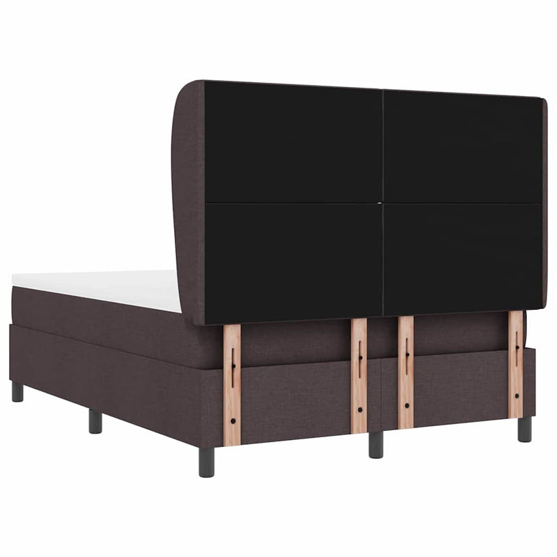 vidaXL Boxrugós ágy matracmal sötétbarna 140 x 200 cm szövet