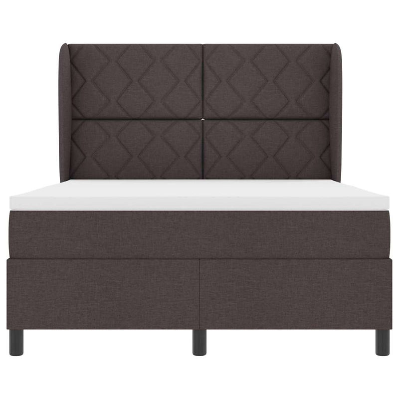 vidaXL Boxrugós ágy matracmal sötétbarna 140 x 200 cm szövet
