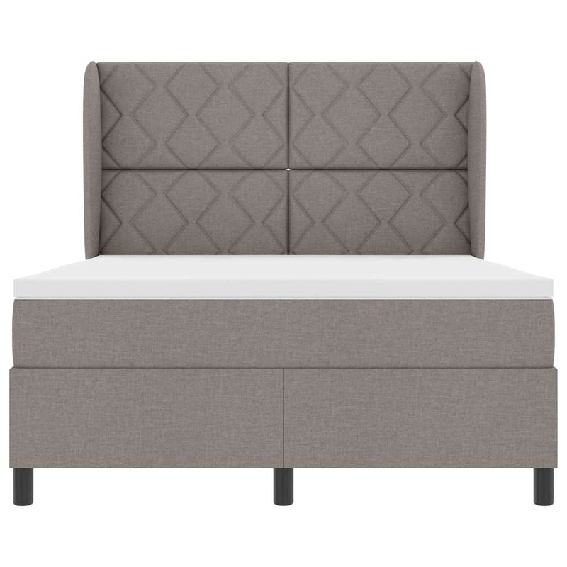 vidaXL Boxrugós ágy matracmal fejtámlával Tópszínű 140 x 200 cm szövet
