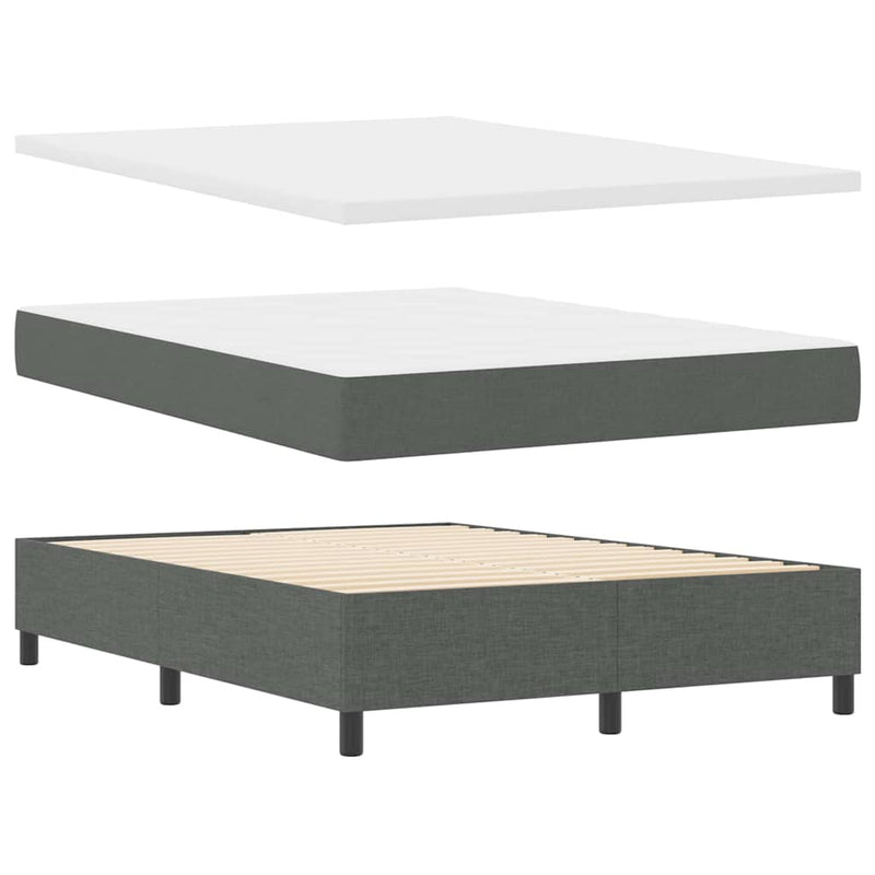 vidaXL Boxrugós ágy matracmal Sötétszürke 160 x 200 cm szövet