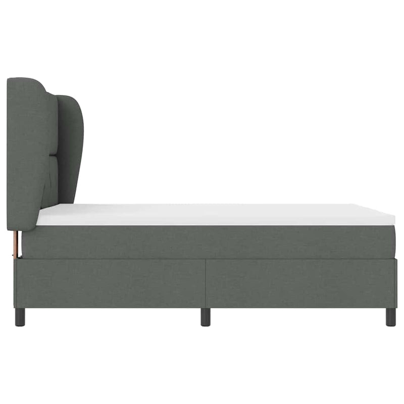 vidaXL Boxrugós ágy matracmal Sötétszürke 160 x 200 cm szövet