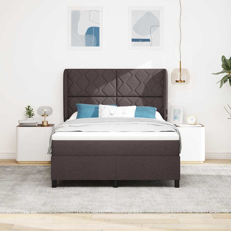 vidaXL Boxrugós ágy matracmal sötétbarna 160 x 200 cm szövet