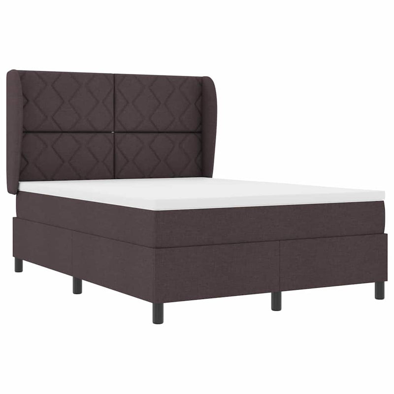 vidaXL Boxrugós ágy matracmal sötétbarna 160 x 200 cm szövet