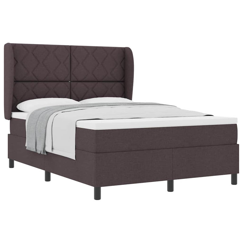 vidaXL Boxrugós ágy matracmal sötétbarna 160 x 200 cm szövet