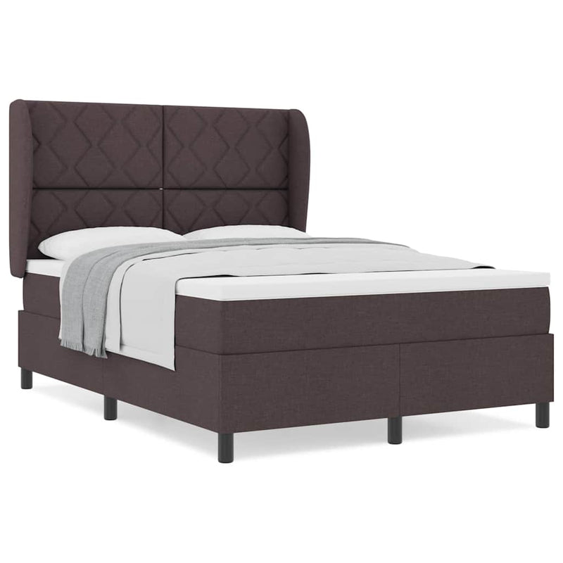 vidaXL Boxrugós ágy matracmal sötétbarna 160 x 200 cm szövet