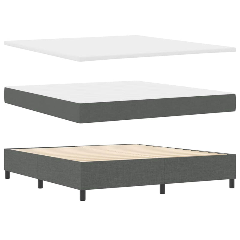 vidaXL Boxrugós ágy matracmal Sötétszürke 180 x 200 cm szövet