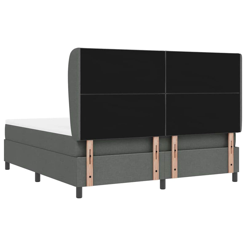 vidaXL Boxrugós ágy matracmal Sötétszürke 180 x 200 cm szövet