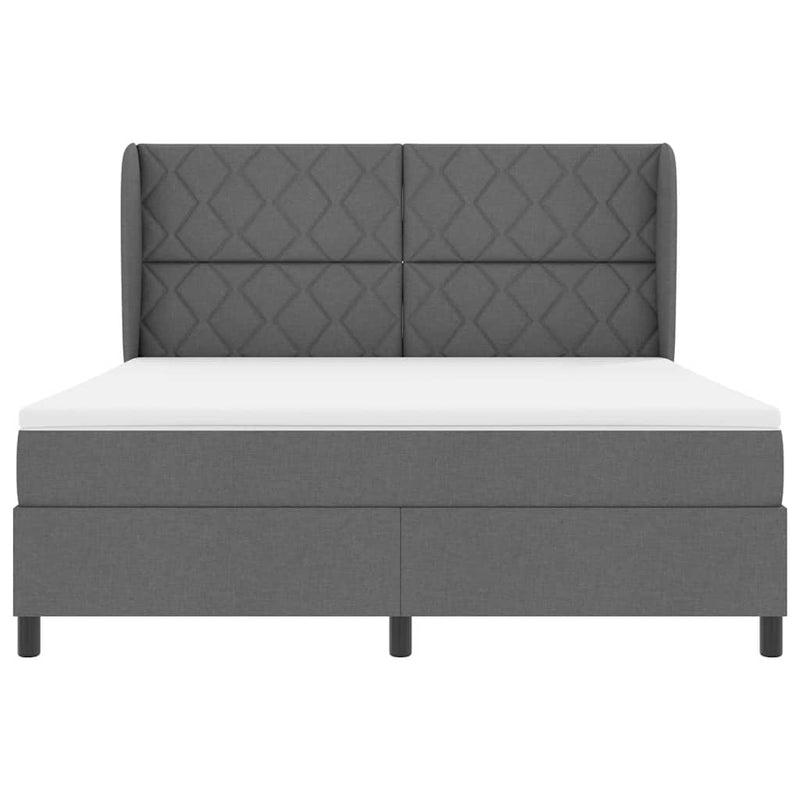 vidaXL Boxrugós ágy matracmal Sötétszürke 180 x 200 cm szövet