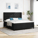 vidaXL Boxrugós ágy fejtámlával Fekete 180 x 200 cm szövet