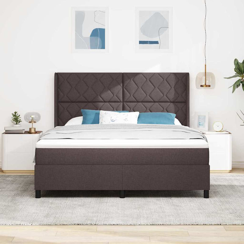 vidaXL Boxrugós ágy matracmal sötétbarna 180 x 200 cm szövet