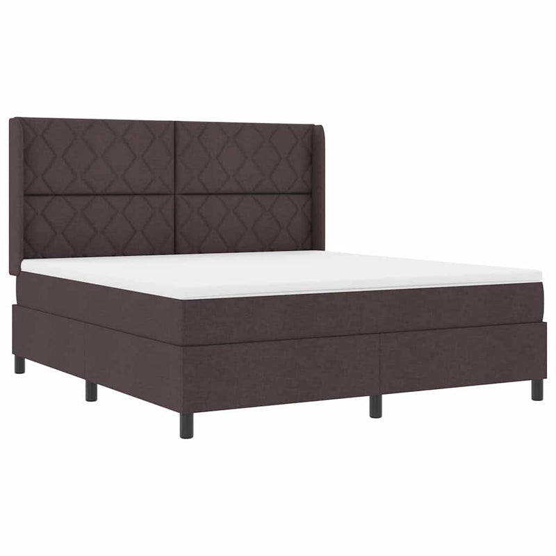 vidaXL Boxrugós ágy matracmal sötétbarna 180 x 200 cm szövet