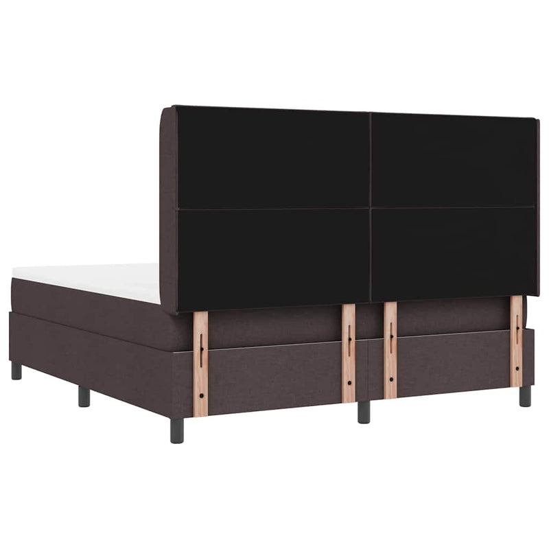 vidaXL Boxrugós ágy matracmal sötétbarna 180 x 200 cm szövet