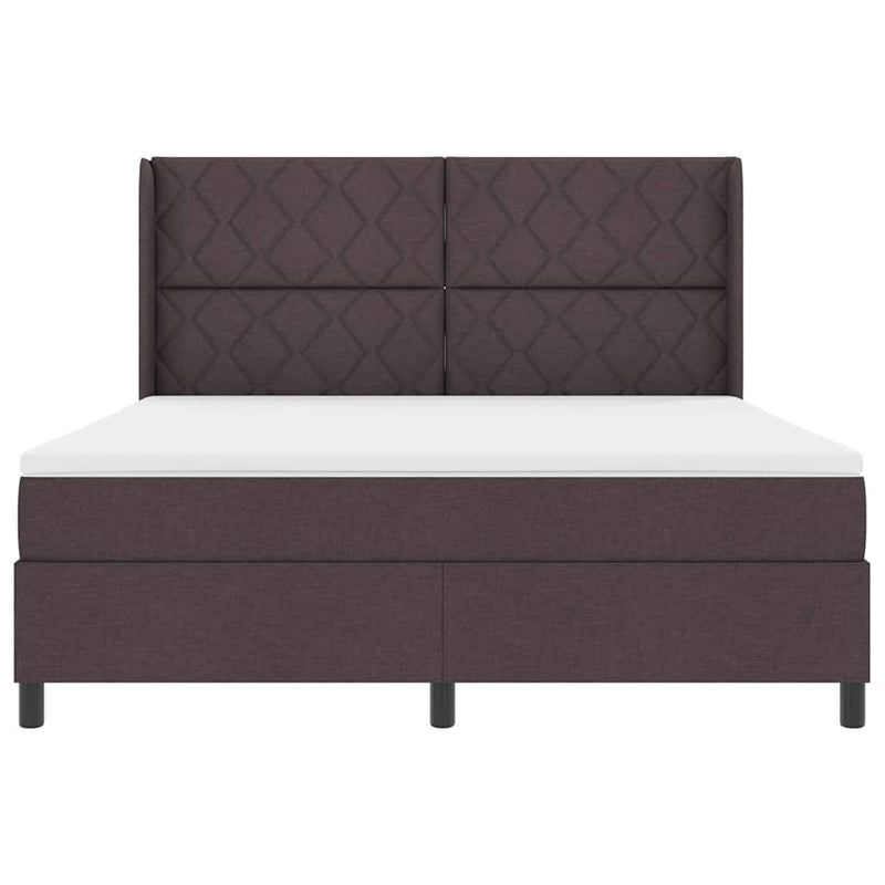 vidaXL Boxrugós ágy matracmal sötétbarna 180 x 200 cm szövet