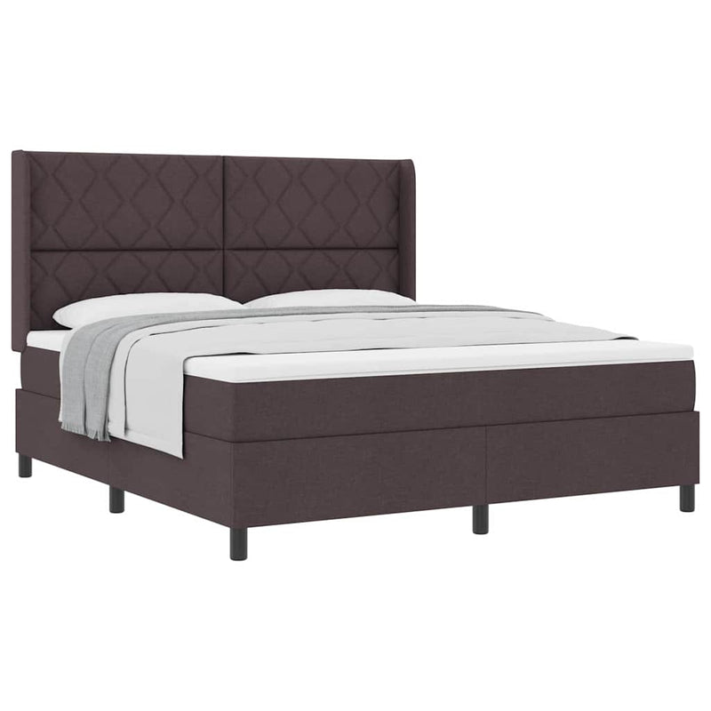 vidaXL Boxrugós ágy matracmal sötétbarna 180 x 200 cm szövet
