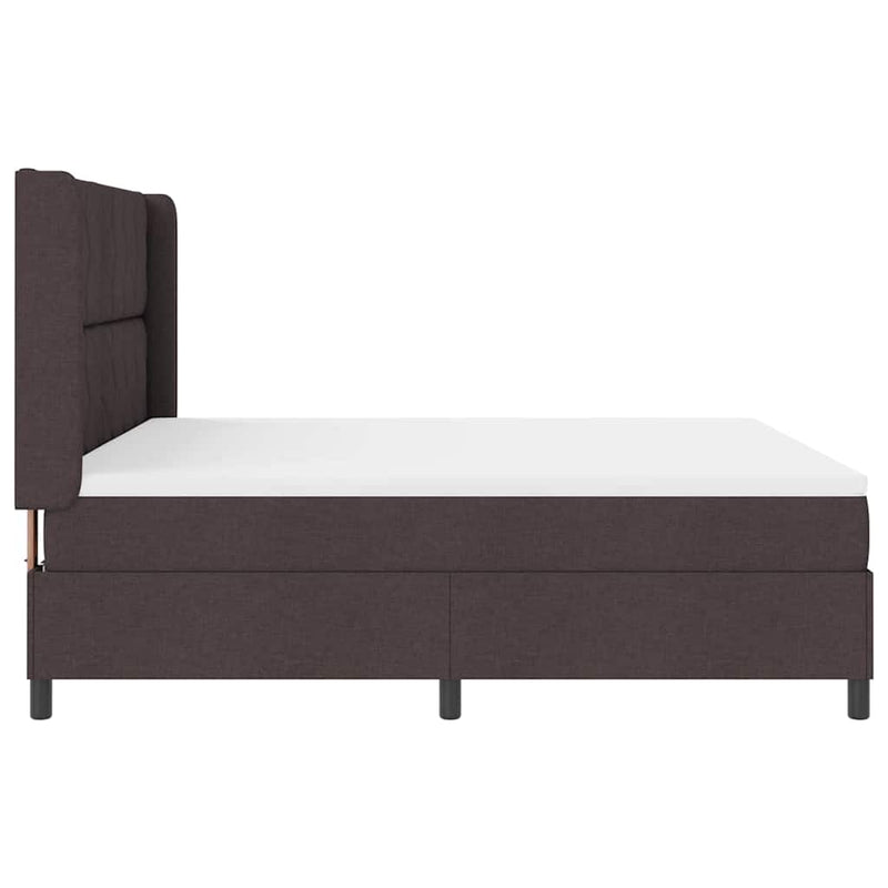 vidaXL Boxrugós ágy matracmal sötétbarna 180 x 200 cm szövet