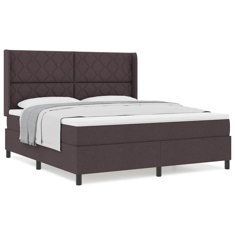 vidaXL Boxrugós ágy matracmal sötétbarna 180 x 200 cm szövet