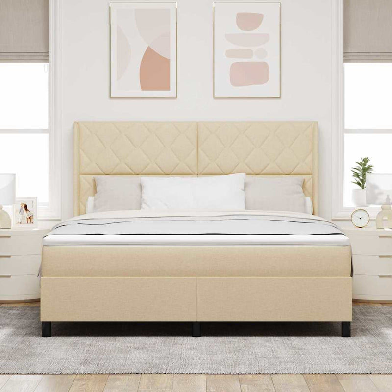 vidaXL Boxrugós ágy matracmal fejtámlával Krém 180 x 200 cm szövet