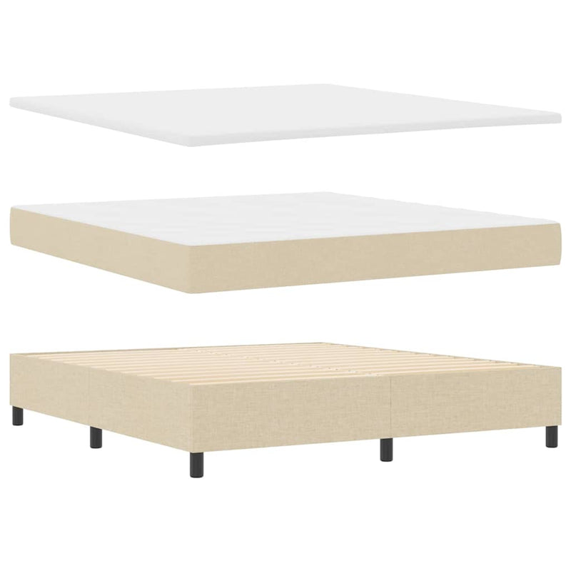 vidaXL Boxrugós ágy matracmal fejtámlával Krém 180 x 200 cm szövet