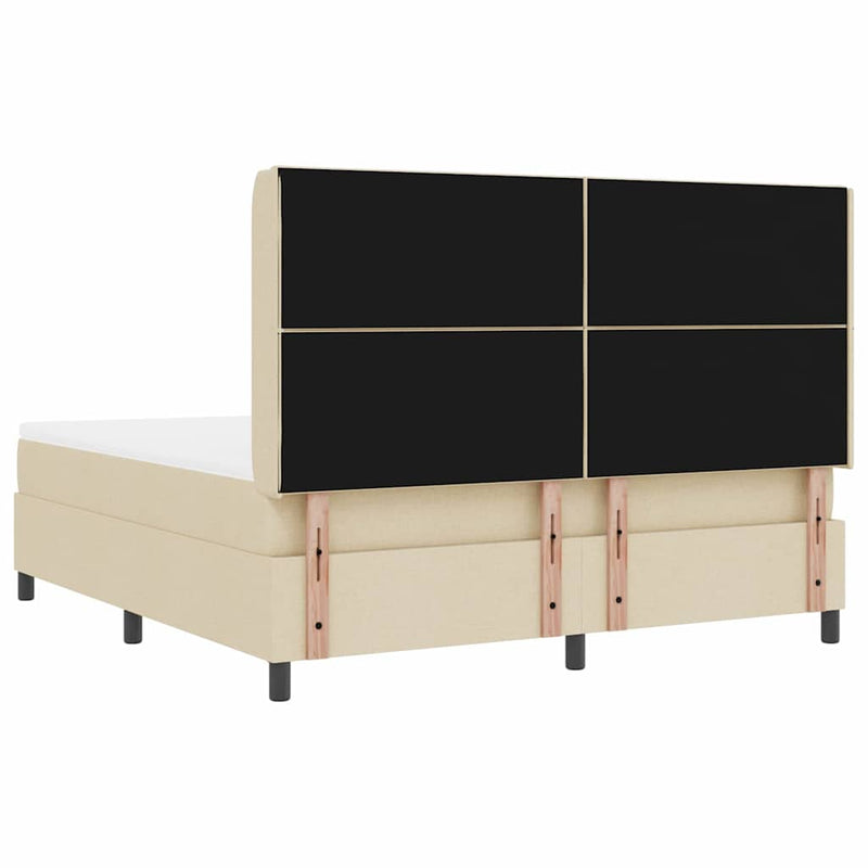 vidaXL Boxrugós ágy matracmal fejtámlával Krém 180 x 200 cm szövet