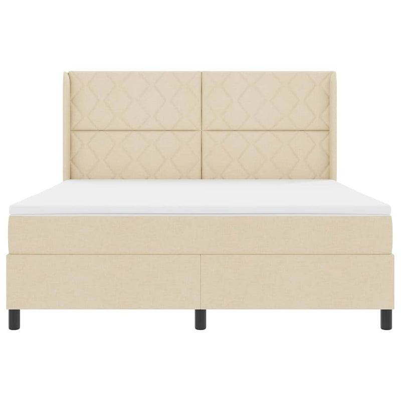 vidaXL Boxrugós ágy matracmal fejtámlával Krém 180 x 200 cm szövet