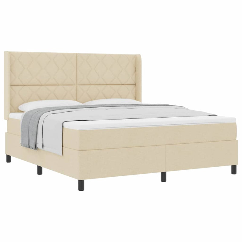 vidaXL Boxrugós ágy matracmal fejtámlával Krém 180 x 200 cm szövet